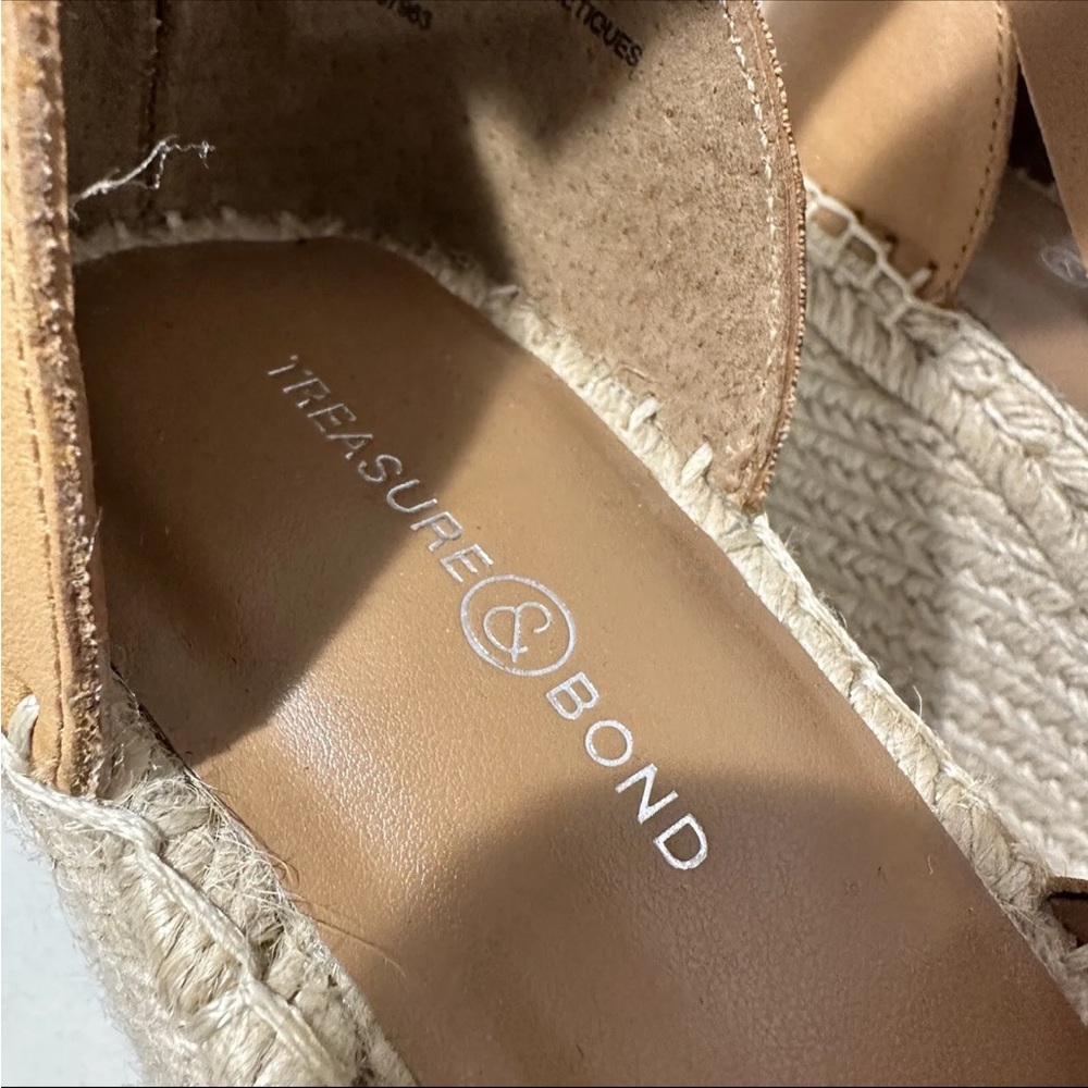 Treasure & Bond Wedge Sandal Size 11 M Tan Ankle Strap High Heel Espadrille Shoe - Picture 8 of 12